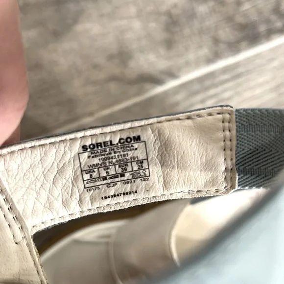 Sorel White and Blue Wedge Sandals Like New - Picture 5 of 7